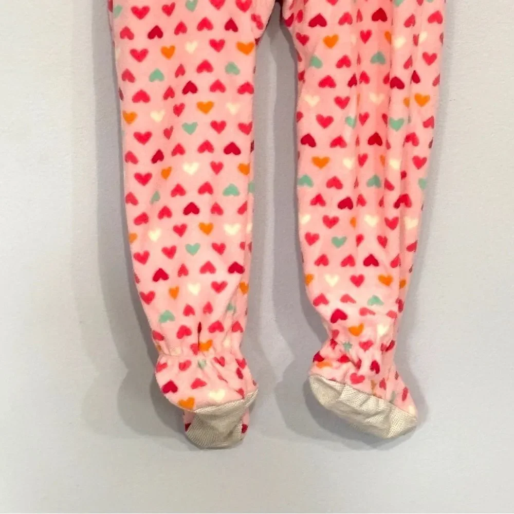 Carter’s | Girls Pink Hearts Valentine’s Day Footed Sleeper Pajamas Pjs 3T